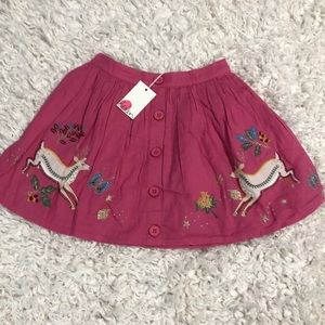 Mini Boden NWT pink embroidered skirt size 7-8